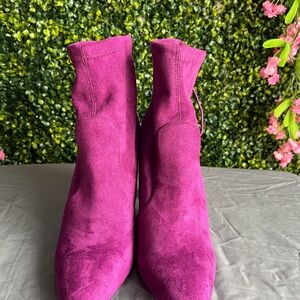 JustFab Vibrant Pink Suede Heeled Boots